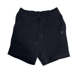 Men's Nike Tech Black Fleece Shorts Sz M Black Logo Zip Pocket